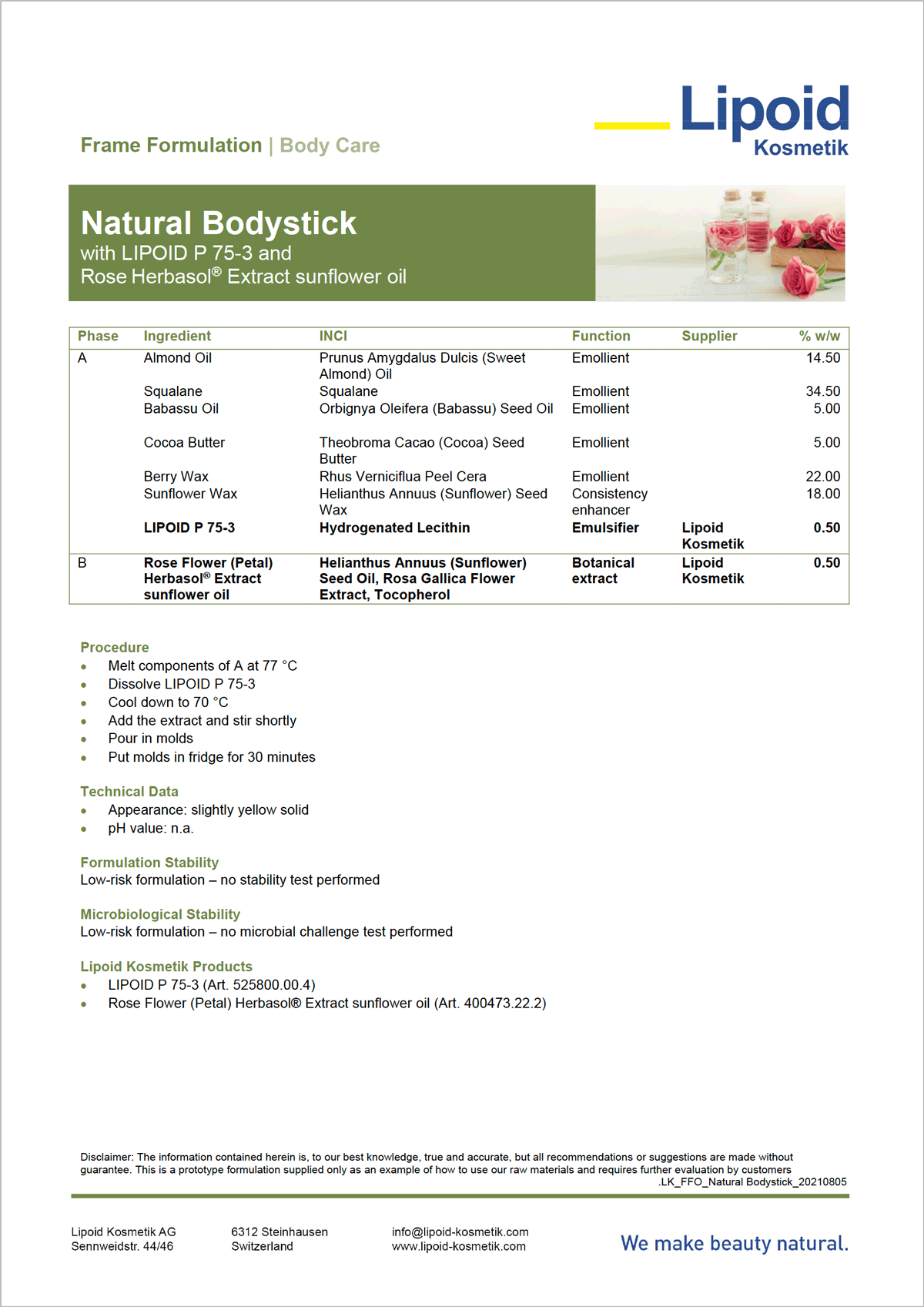 LIPOID Formulation Natural Bodystick