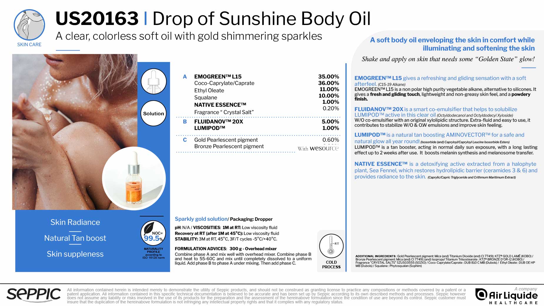 Seppic Formulation Drop of Sunshine Body Oil