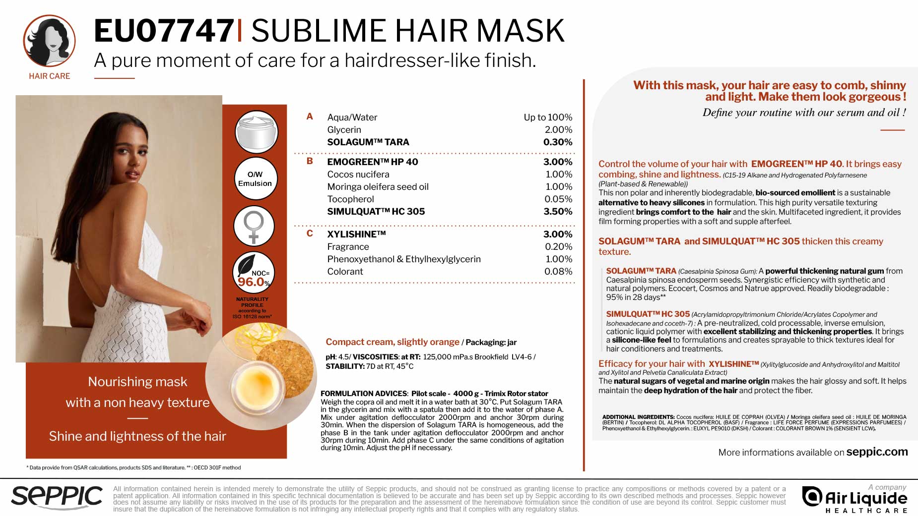Seppic Formulation Sublime Hair Mask